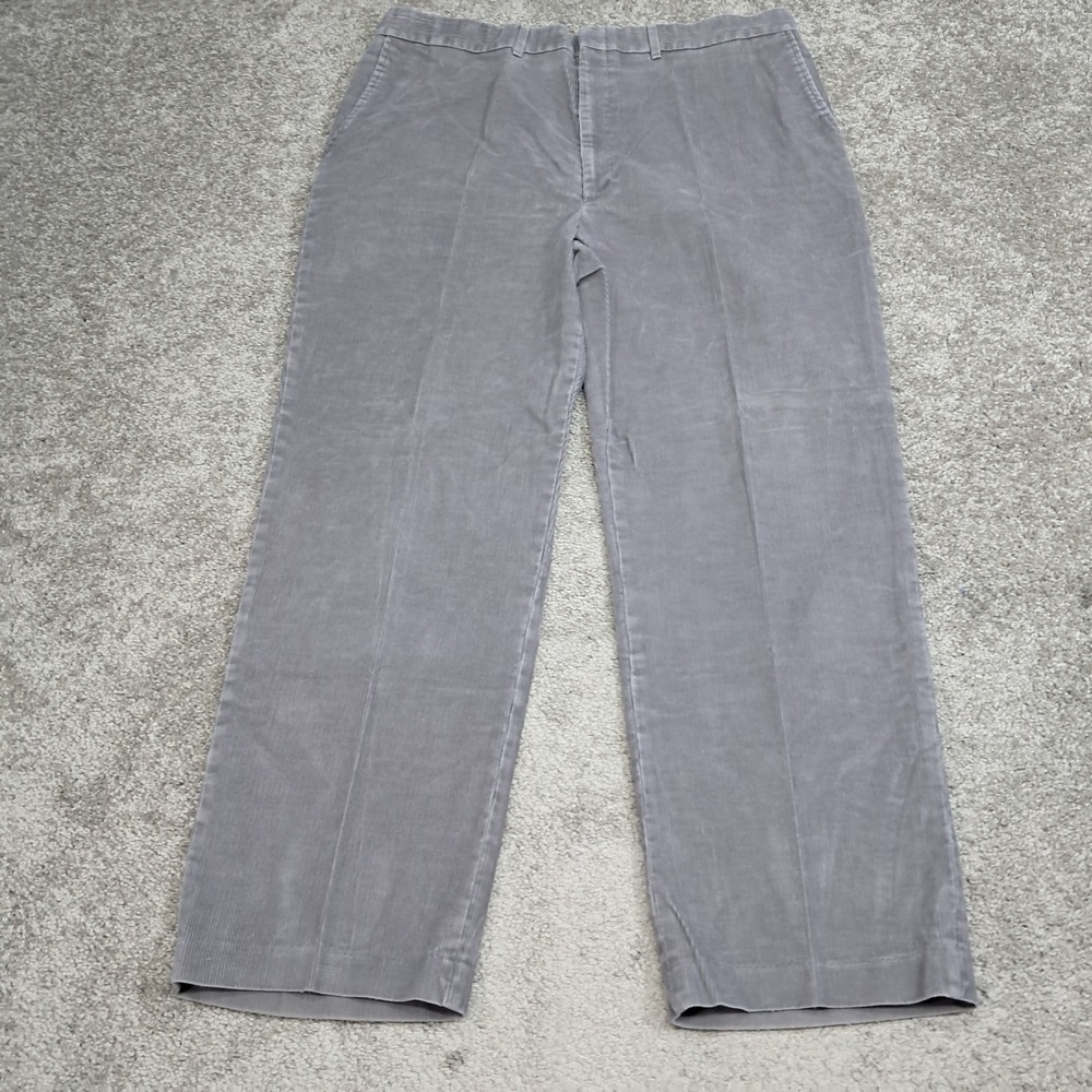 Vintage Haggar Mens Gray Corduroy Trousers Straight Leg Pants 40x30 USA 7710